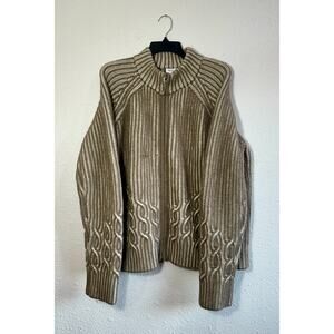 Find Me Now Knit Zip Cardigan Brown Cream